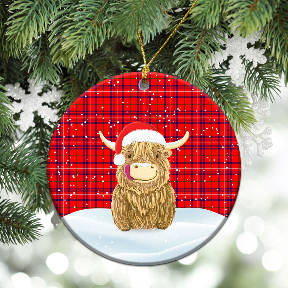 Clan Rose Modern Tartan Christmas Ceramic Ornament Highland Cows Style LF48 Rose Modern Tartan Tartan Ornament