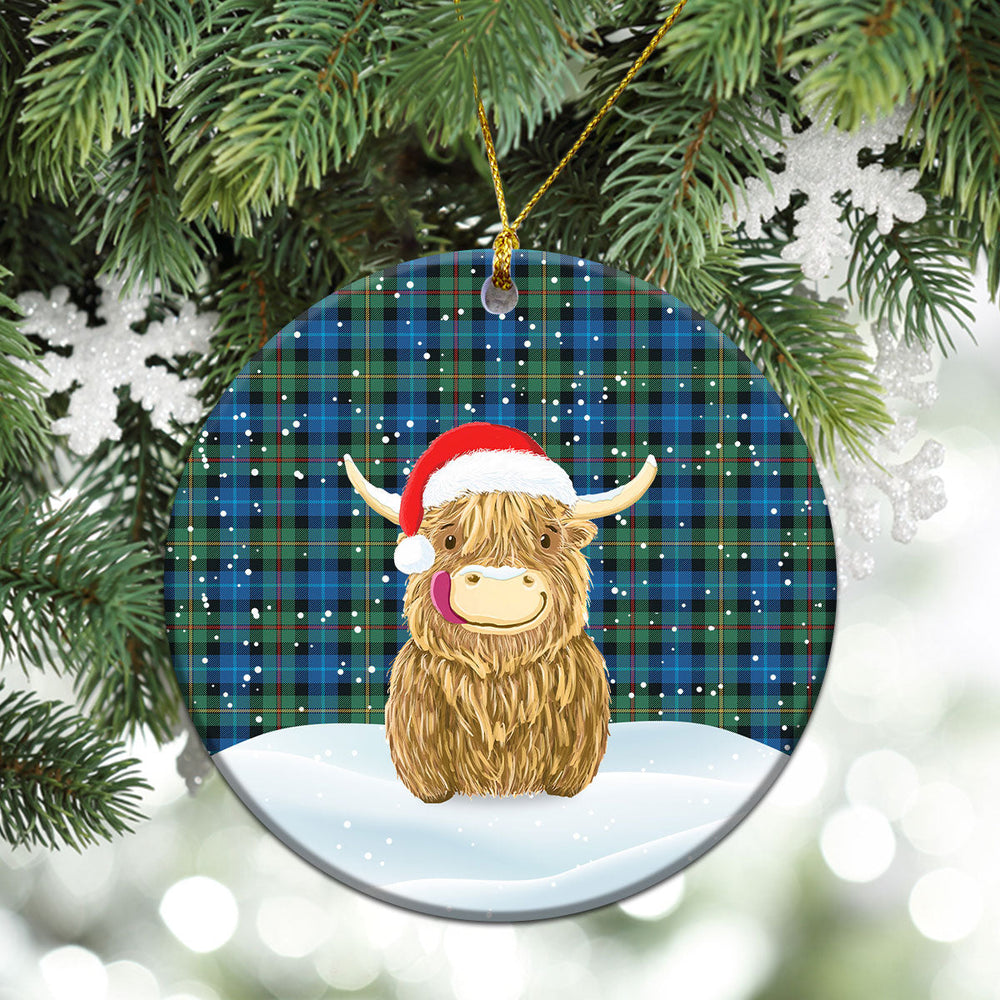 Clan Smith Ancient Tartan Christmas Ceramic Ornament Highland Cows Style SV66 Smith Ancient Tartan Tartan Ornament