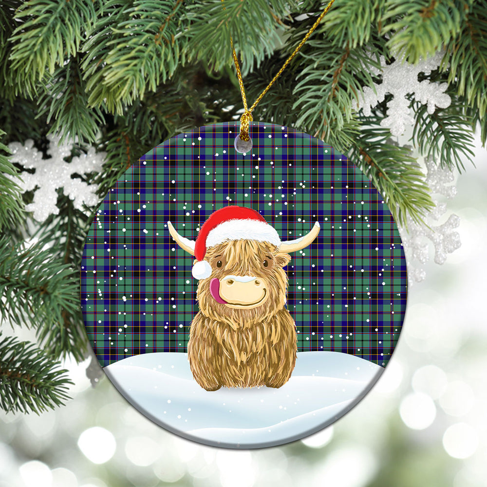 Clan Stevenson Tartan Christmas Ceramic Ornament Highland Cows Style QV87 Stevenson Tartan Tartan Ornament