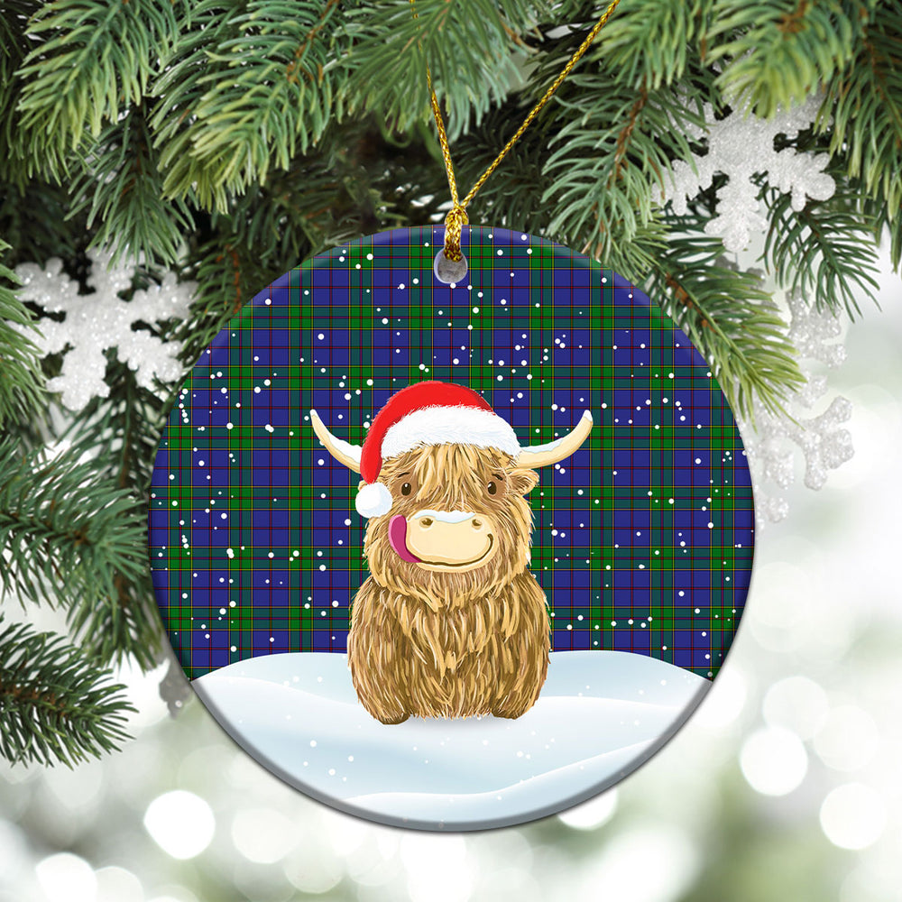 Clan Strachan Tartan Christmas Ceramic Ornament Highland Cows Style BZ22 Strachan Tartan Tartan Ornament