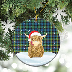Clan Watson Ancient Tartan Christmas Ceramic Ornament Highland Cows Style EV20 Watson Ancient Tartan Tartan Ornament