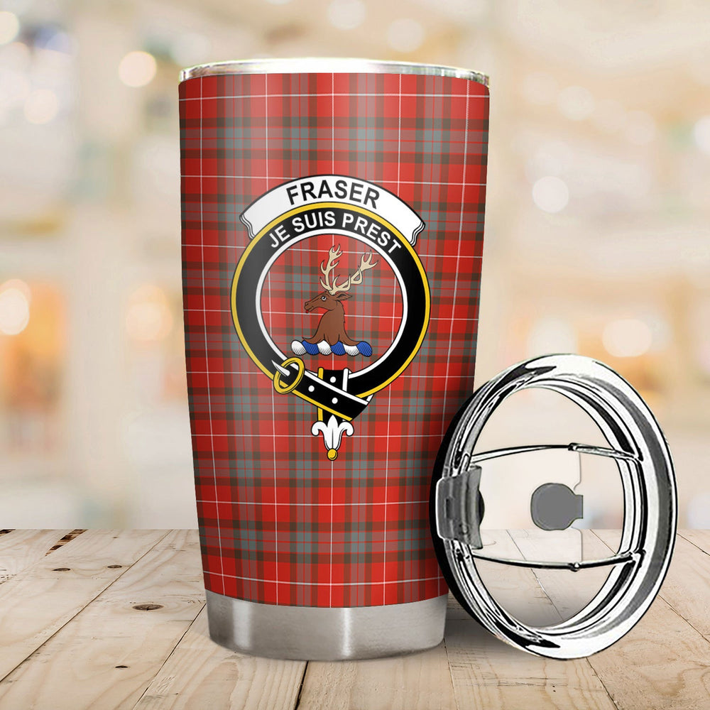 Clan Fraser (of Lovat) Weathered Tartan Crest Tumbler CE35 Clan Fraser Tartan Today