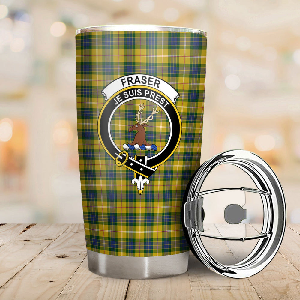 Clan Fraser (of Lovat) Yellow Tartan Crest Tumbler OK76 Clan Fraser Tartan Today