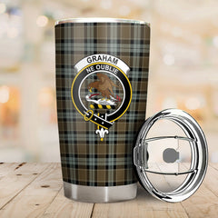 Clan Graham of Menteith Weathered Tartan Crest Tumbler QF30 Clan Graham Tartan Today