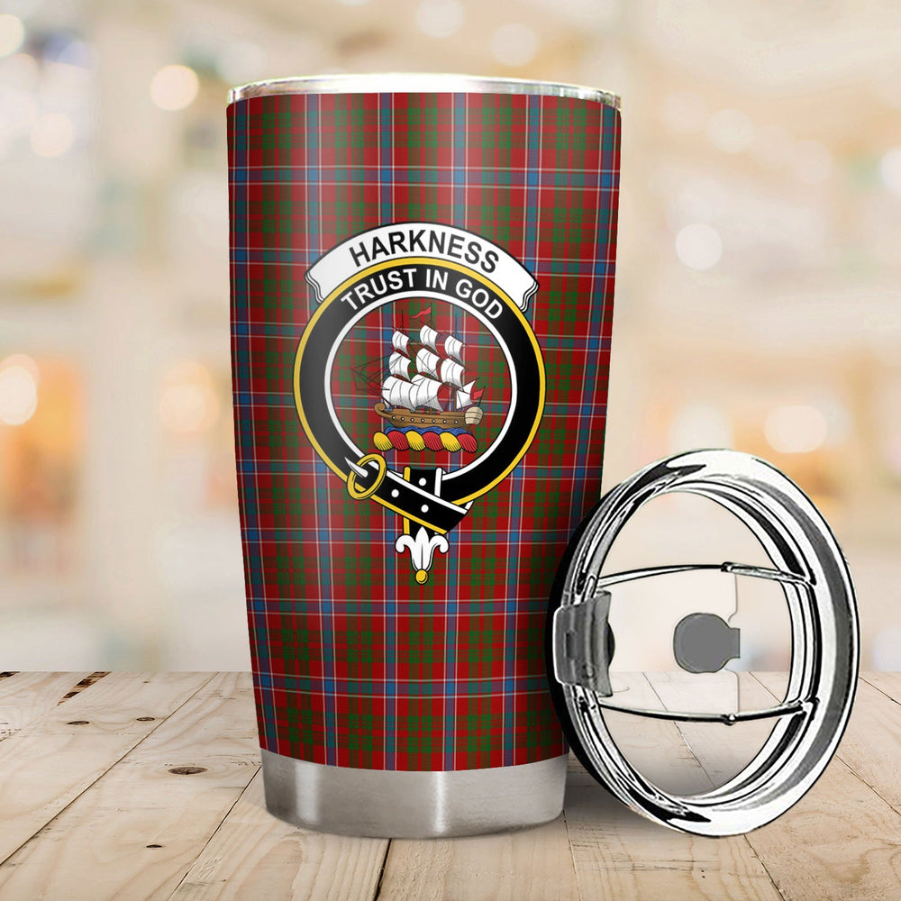 Clan Harkness Dress Tartan Crest Tumbler GV20 Clan Hall Tartan Today