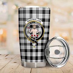Clan MacFarlane Black _ White Tartan Crest Tumbler GK44 Clan MacFarlane Tartan Today