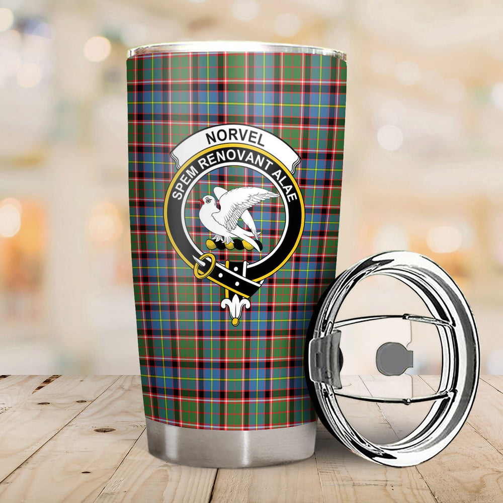 Clan Norvel (or Norvill) Tartan Crest Tumbler SD92 Clan Norvel Tartan Today