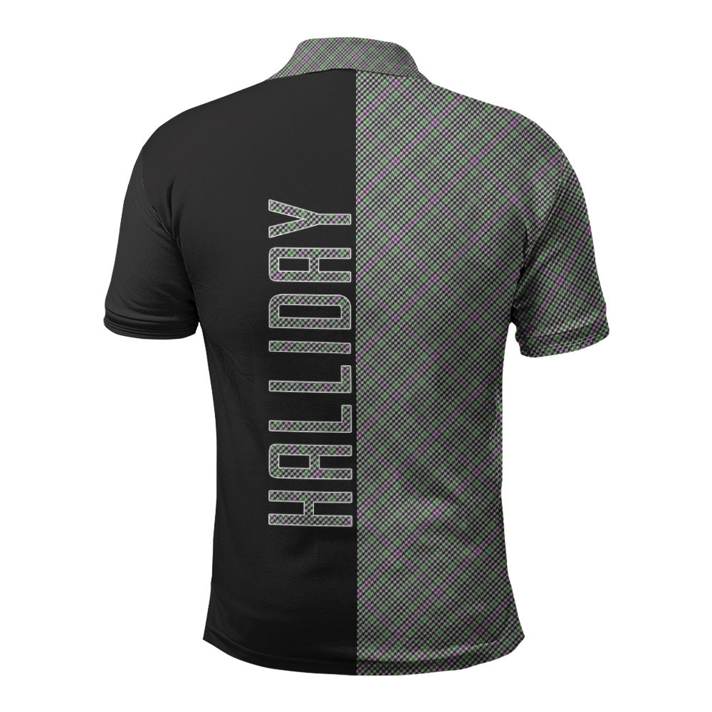 Clan Halliday Tartan Polo Shirt Half of Me - Cross Style JW77 Halliday Tartan Tartan Polo