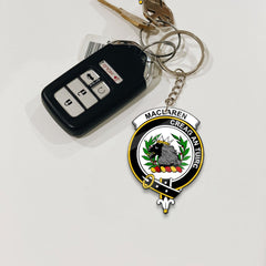 Clan MacLaren Tartan Crest Keychain LL25 Clan Hall Tartan Today
