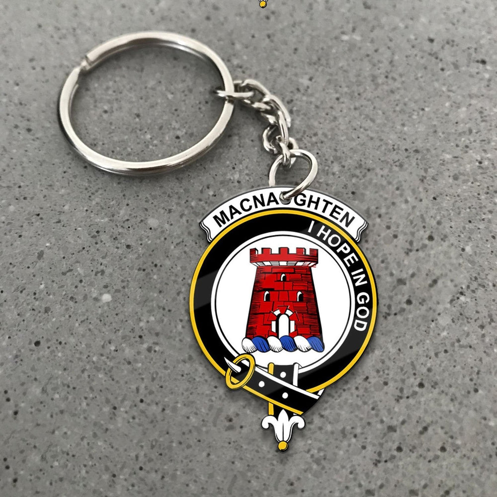 Clan MacNaughten Tartan Crest Keychain IX65 Clan Hall Tartan Today