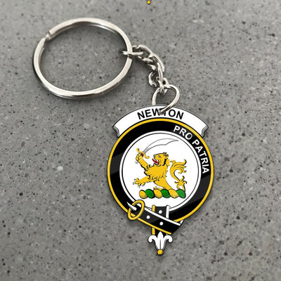 Clan Newton Tartan Crest Keychain