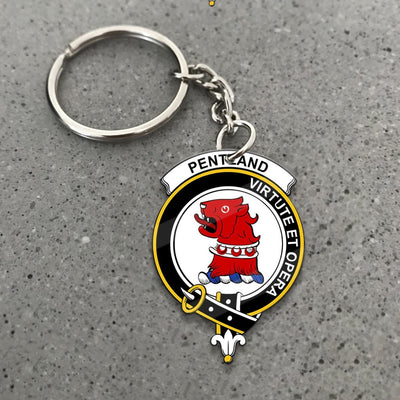 Clan Pentland Tartan Crest Keychain