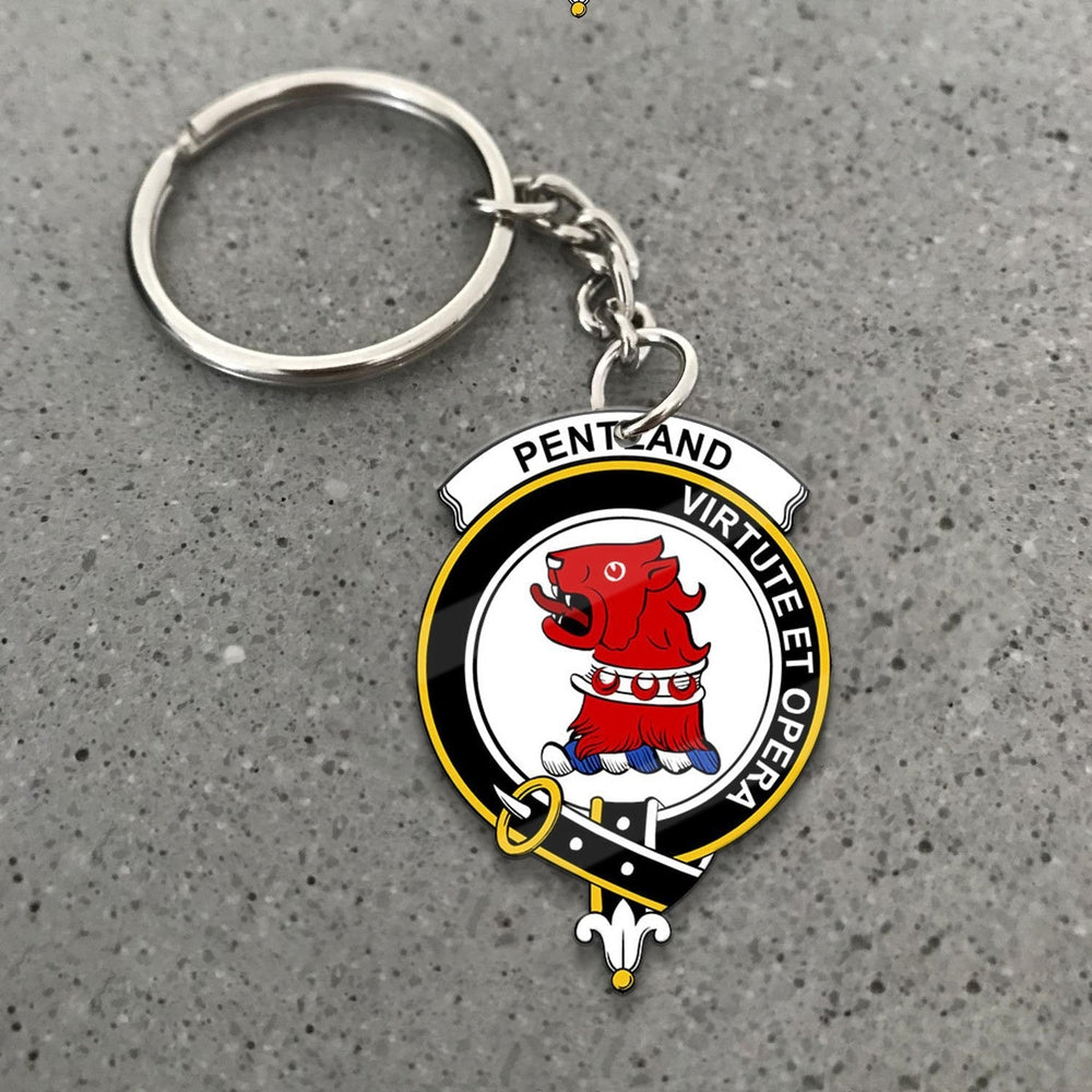Clan Pentland Tartan Crest Keychain DH44 Clan Pentland Tartan Today