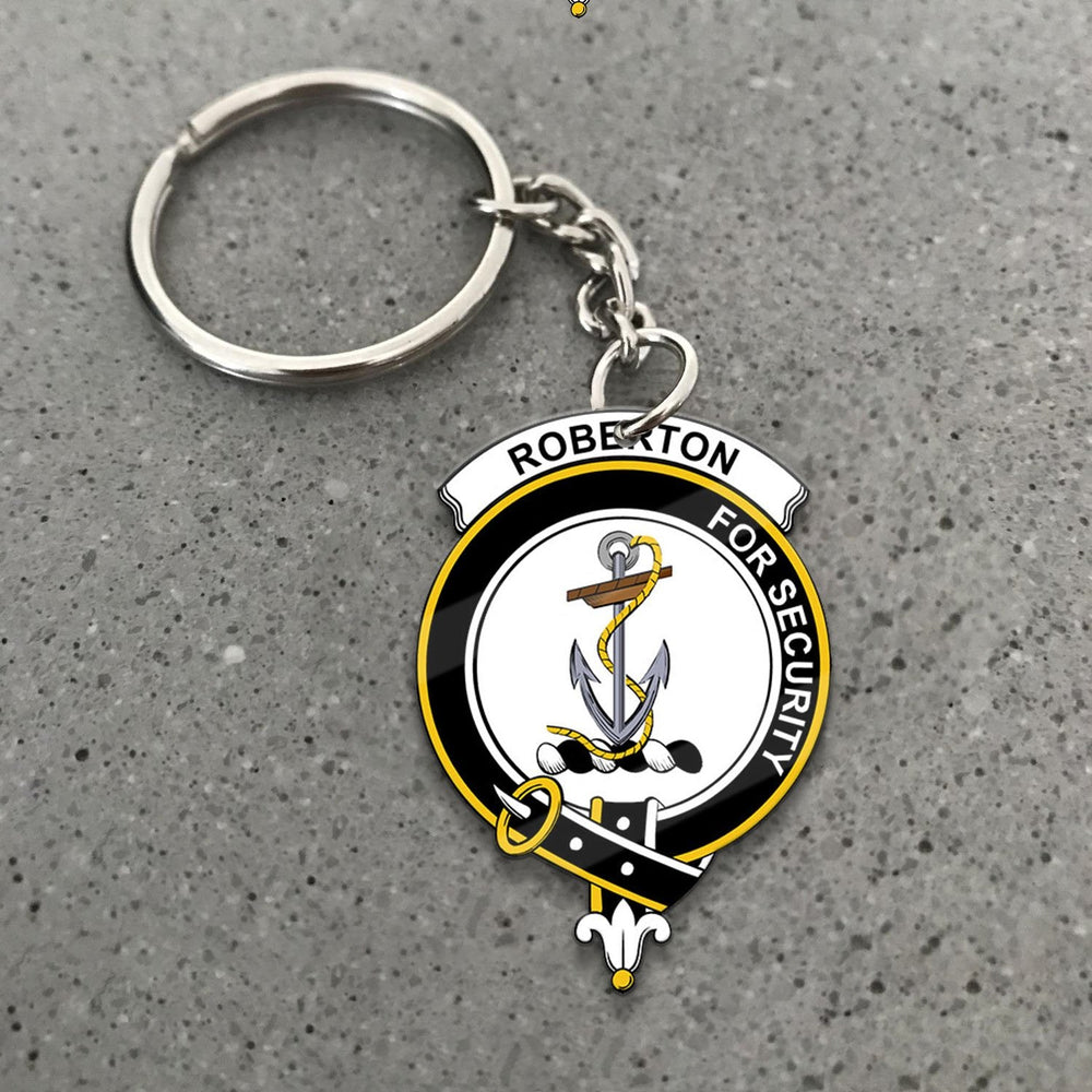 Clan Roberton Tartan Crest Keychain CT55 Clan Roberton Tartan Today