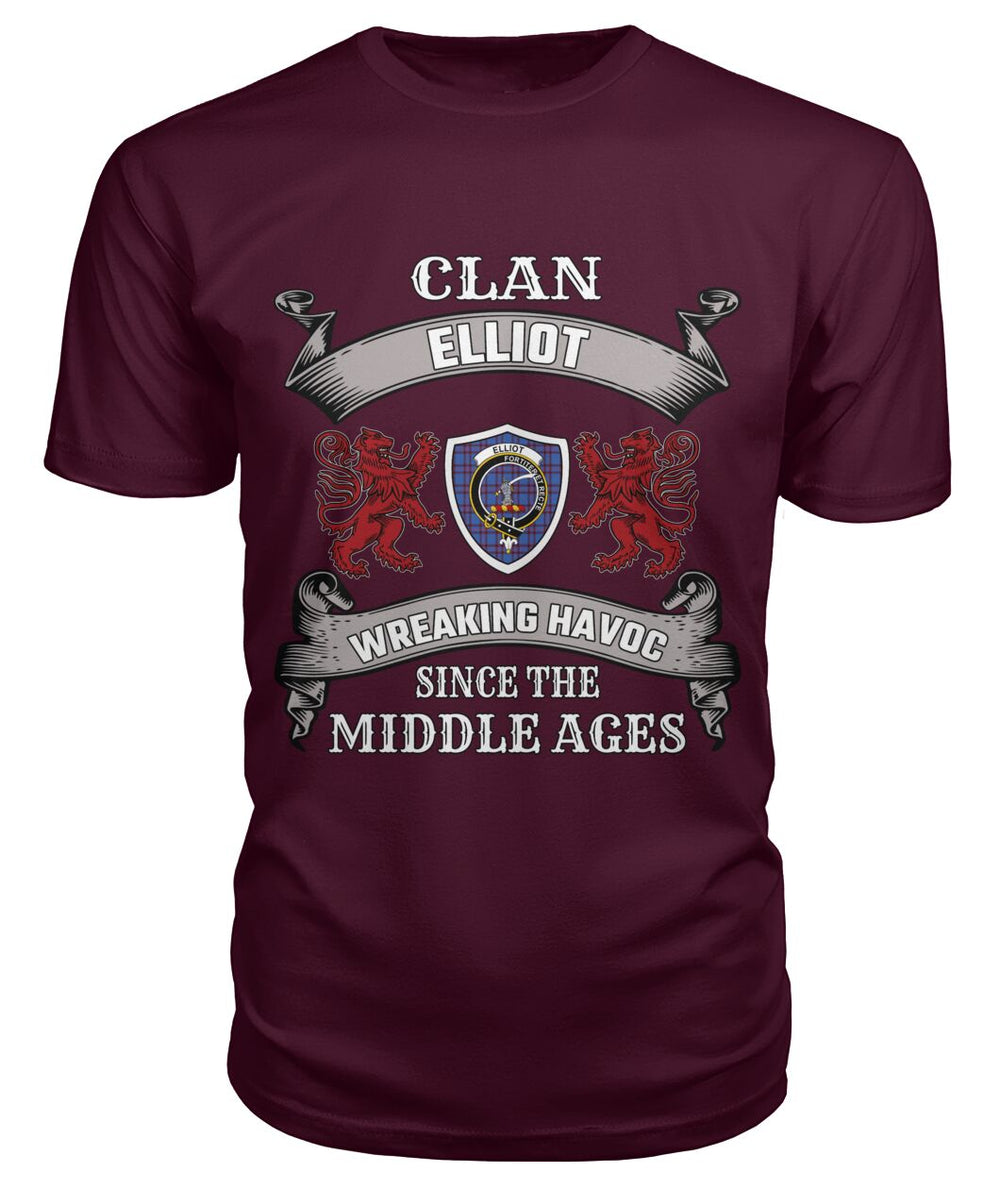 Clan Elliot Family Tartan 2D T-ShirtDV54 Elliot Tartan 2D T-Shirt Tartan T-Shirt Maroon S Elliot Tartan 2D T-Shirt