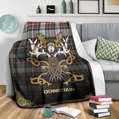 Clan Dennistoun Tartan Crest Premium Blanket Celtic Stag Style UK96 Clan Dennistoun Tartan Today