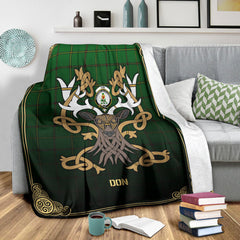 Clan Don Tartan Crest Premium Blanket Celtic Stag Style VW31 Clan Don Tartan Today