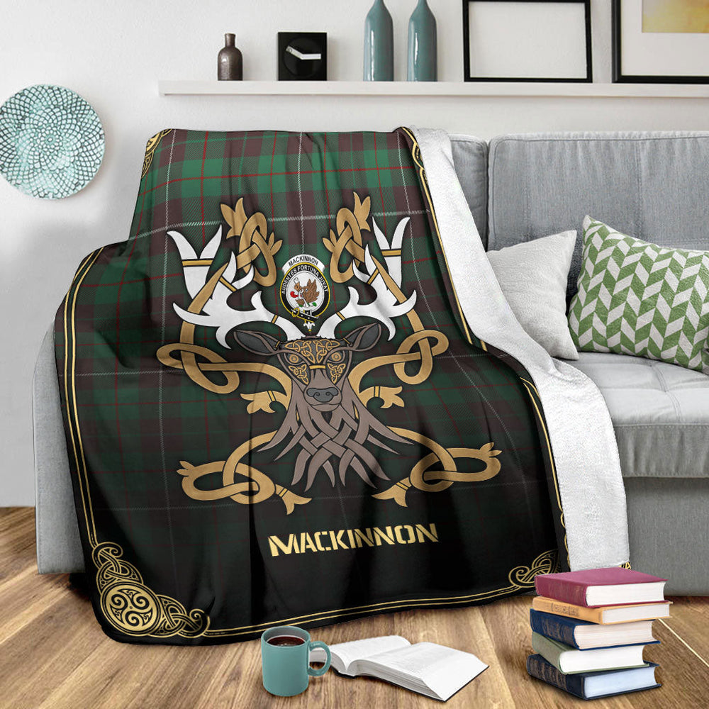 Clan MacKinnon Hunting Ancient Tartan Crest Premium Blanket Celtic Stag Style UE66 Clan MacKinnon Tartan Today