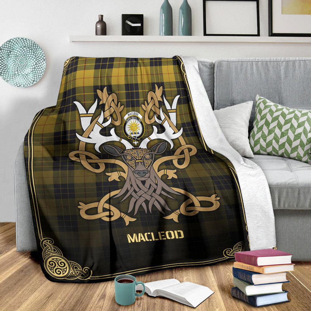 Clan MacLeod of Lewis Ancient Tartan Crest Premium Blanket Celtic Stag Style WS71 Clan Hall Tartan Today