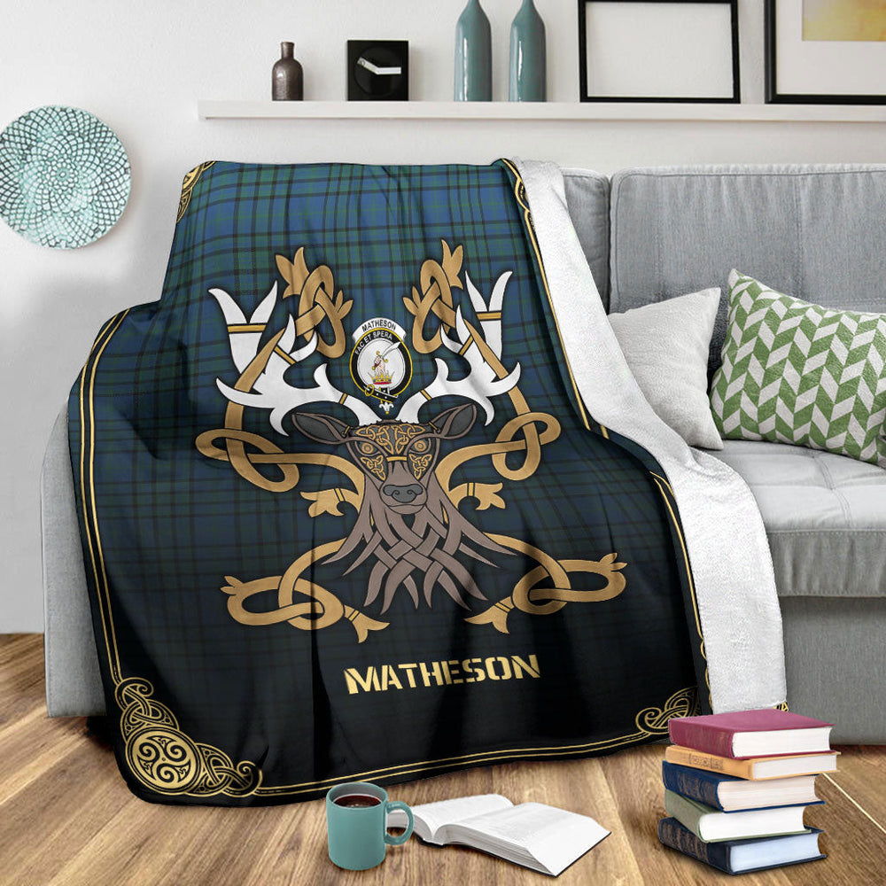 Clan Matheson Hunting Ancient Tartan Crest Premium Blanket Celtic Stag Style ZJ53 Clan Matheson Tartan Today