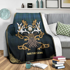 Clan Matheson Hunting Ancient Tartan Crest Premium Blanket Celtic Stag Style ZJ53 Clan Matheson Tartan Today