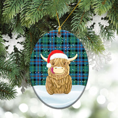 Clan Campbell of Cawdor Ancient Tartan Christmas Ceramic Ornament Highland Cows Style PB84 Campbell of Cawdor Ancient Tartan Tartan Ornament