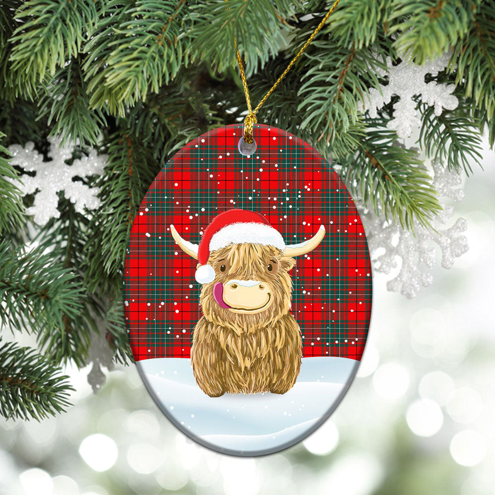 Clan Cumming Modern Tartan Christmas Ceramic Ornament Highland Cows Style WT97 Cumming Modern Tartan Tartan Ornament