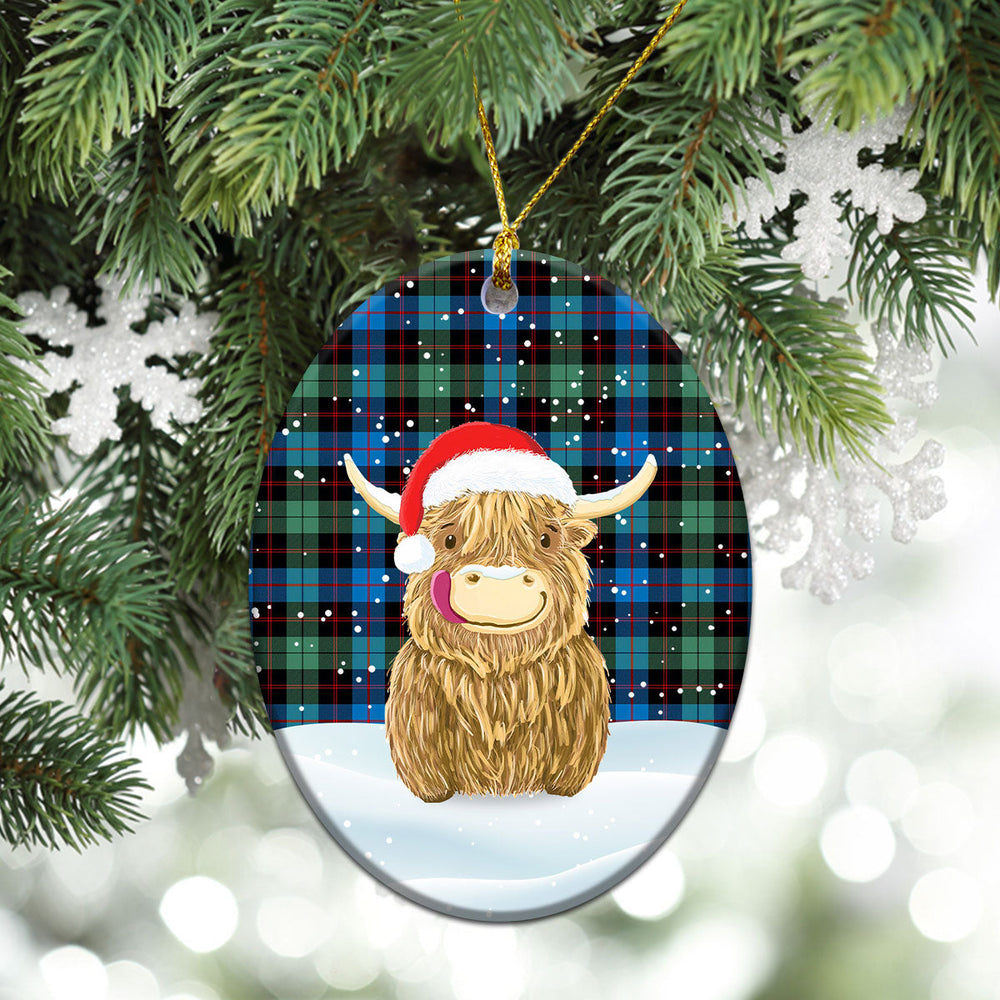 Clan Guthrie Ancient Tartan Christmas Ceramic Ornament Highland Cows Style VW98 Guthrie Ancient Tartan Tartan Ornament