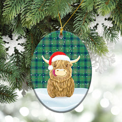 Clan Kennedy Ancient Tartan Christmas Ceramic Ornament Highland Cows Style KI65 Kennedy Ancient Tartan Tartan Ornament