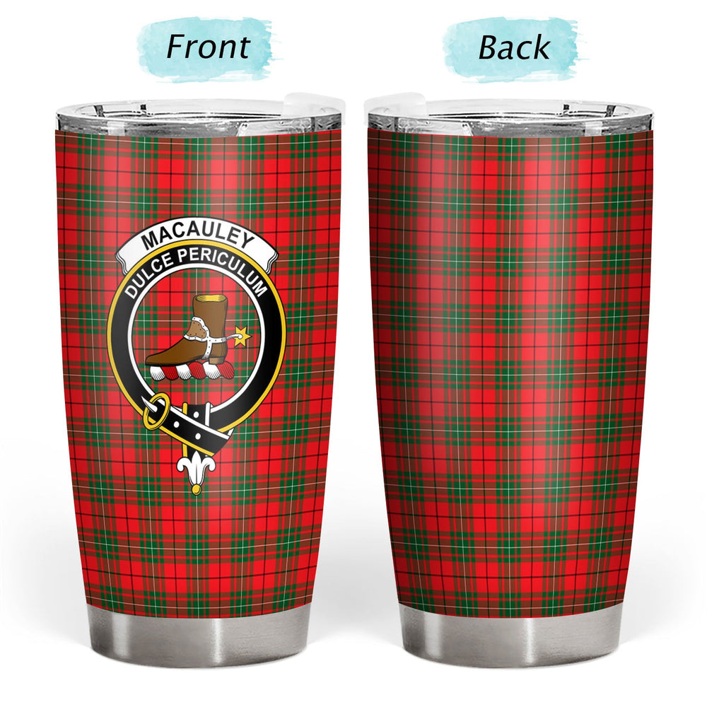 Clan MacAuley Modern Tartan Crest Tumbler EN79 Clan Hall Tartan Today