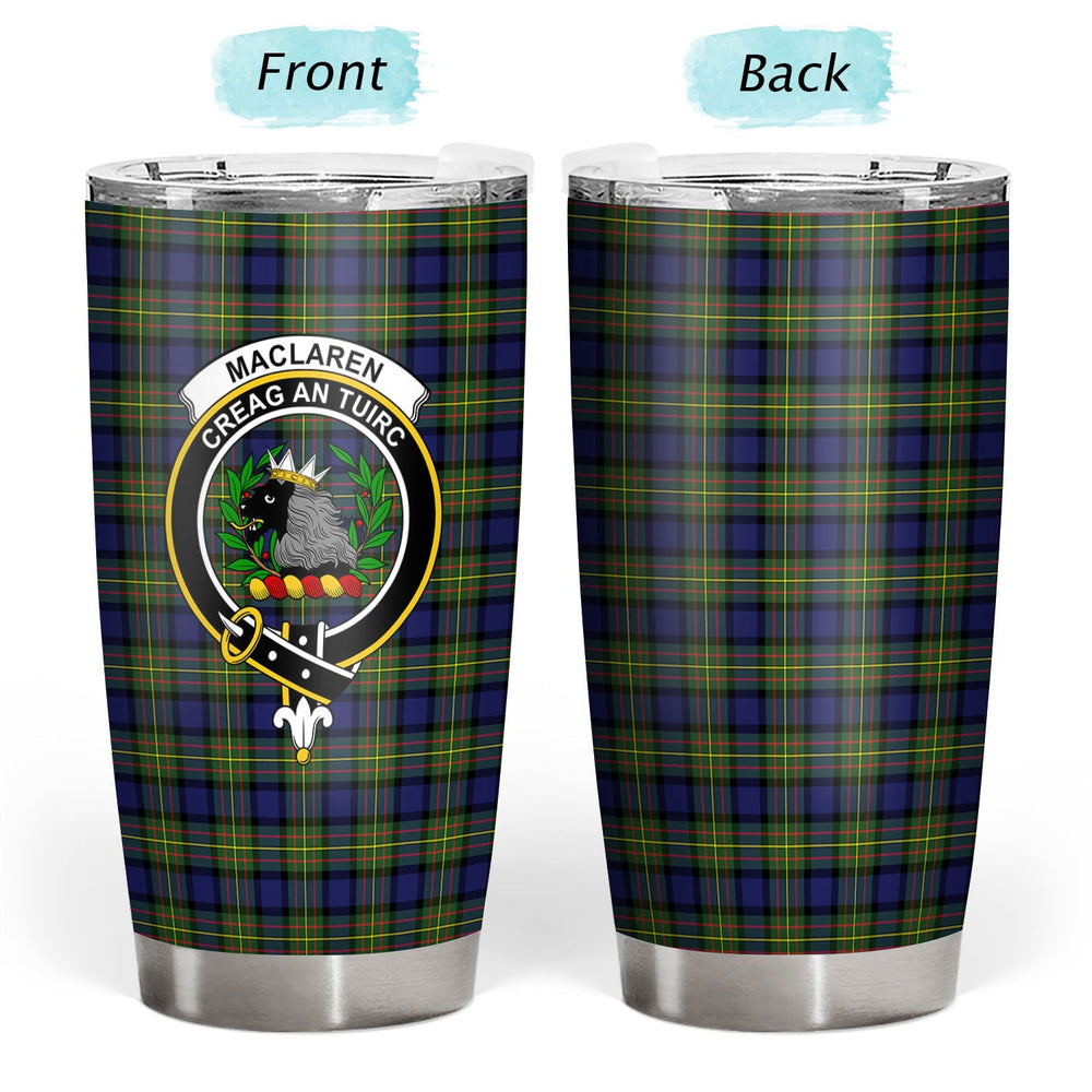Clan MacLaren Modern Tartan Crest Tumbler JM56 Clan Hall Tartan Today