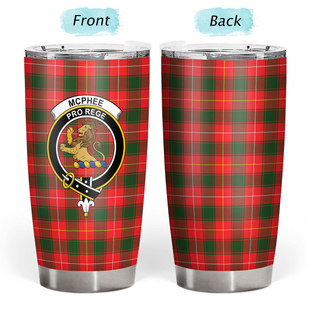 Clan McPhee Tartan Crest Tumbler KK32 Clan Hall Tartan Today