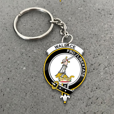 Clan Wallace Tartan Crest Keychain