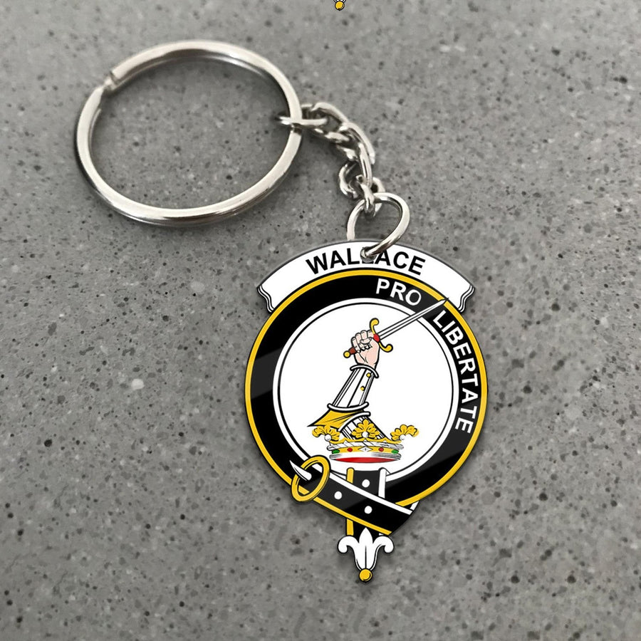 Clan Wallace Tartan Crest Keychain