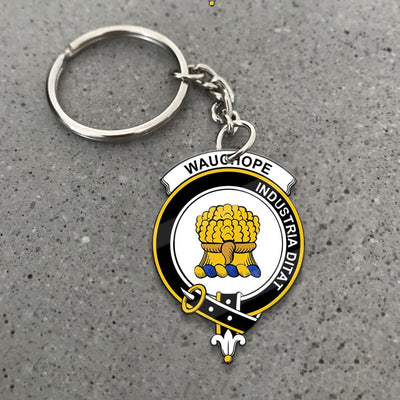 Clan Wauchope (or Waugh) Tartan Crest Keychain