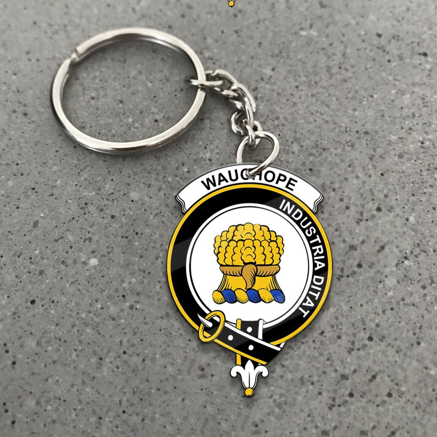 Clan Wauchope (or Waugh) Tartan Crest Keychain
