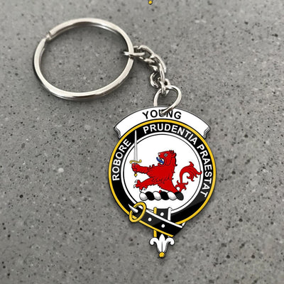 Clan Young Tartan Crest Keychain
