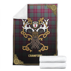 Clan Clan Crawford Ancient Tartan Crest Premium Blanket Celtic Stag Style AW55 Clan Crawford Tartan Today