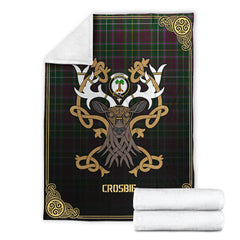 Clan Crosbie (or Crosby) Tartan Crest Premium Blanket Celtic Stag Style LB83 Clan Crosbie Tartan Today