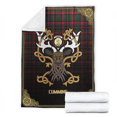 Clan Cumming Hunting Modern Tartan Crest Premium Blanket Celtic Stag Style FC48 Clan Cumming Tartan Today