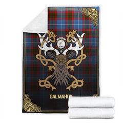 Clan Dalmahoy Tartan Crest Premium Blanket Celtic Stag Style GC42 Clan Dalmahoy Tartan Today