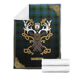 Clan Davidson Ancient Tartan Crest Premium Blanket Celtic Stag Style LJ65 Clan Davidson Tartan Today