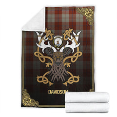 Clan Davidson Dress Dancers Tartan Crest Premium Blanket Celtic Stag Style BK85 Clan Davidson Tartan Today