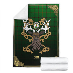 Clan Don Tartan Crest Premium Blanket Celtic Stag Style VW31 Clan Don Tartan Today