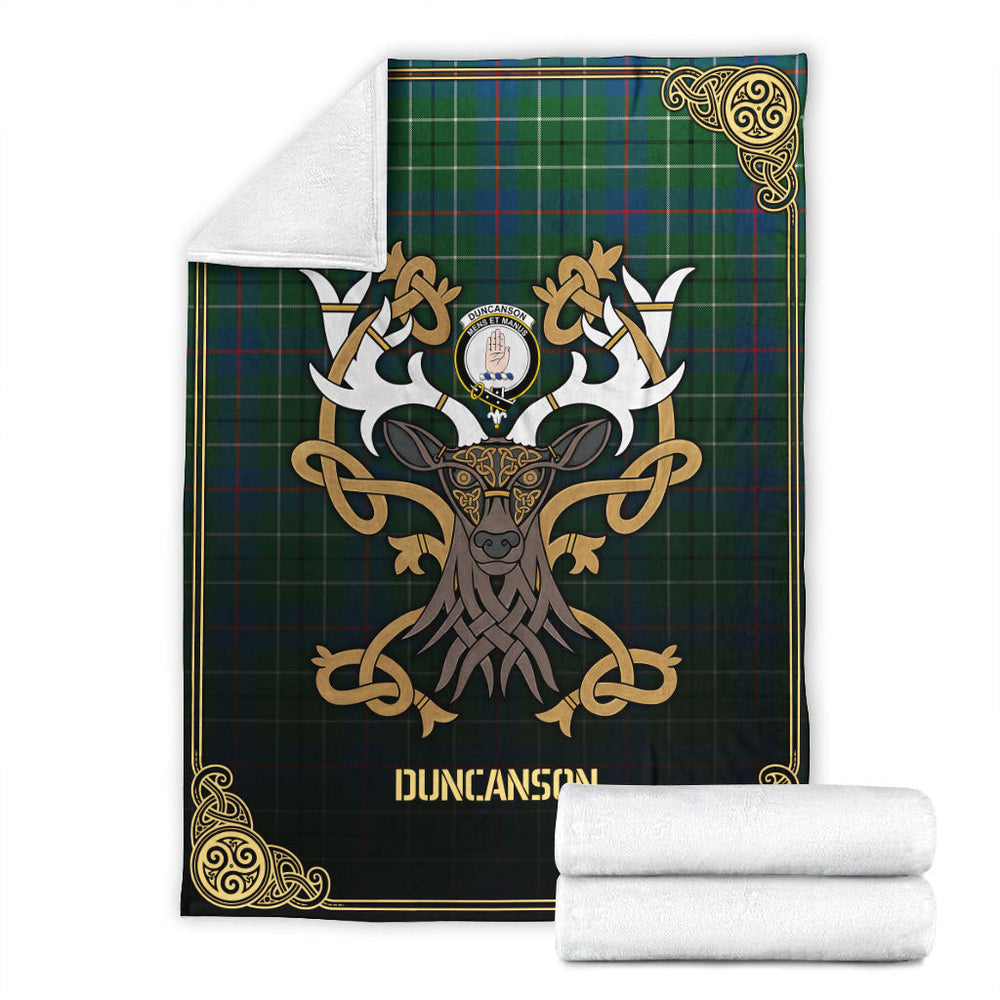 Clan Duncanson Tartan Crest Premium Blanket Celtic Stag Style UG13 Clan Duncan Tartan Today