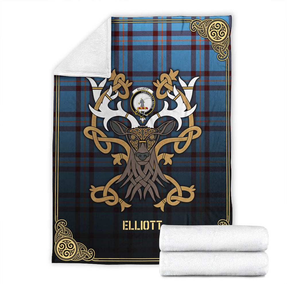 Clan Elliott Ancient Tartan Crest Premium Blanket Celtic Stag Style QV55 Clan Elliot Tartan Today