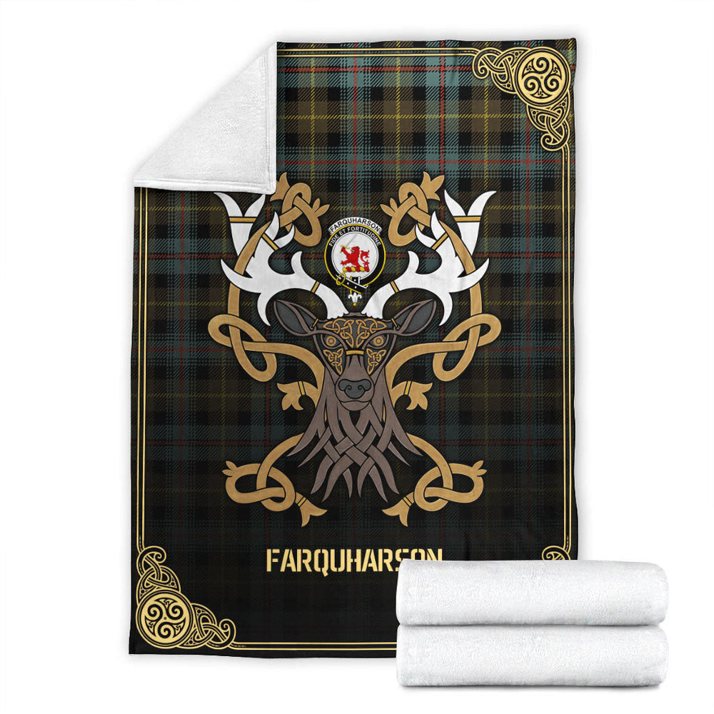 Clan Farquharson Weathered Tartan Crest Premium Blanket Celtic Stag Style QQ15 Clan Farquharson Tartan Today