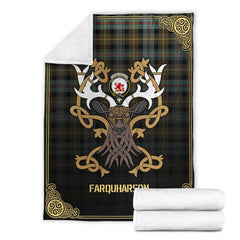Clan Farquharson Weathered Tartan Crest Premium Blanket Celtic Stag Style QQ15 Clan Farquharson Tartan Today