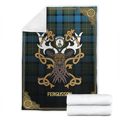 Clan Fergusson Ancient Tartan Crest Premium Blanket Celtic Stag Style PX83 Clan Fergusson Tartan Today