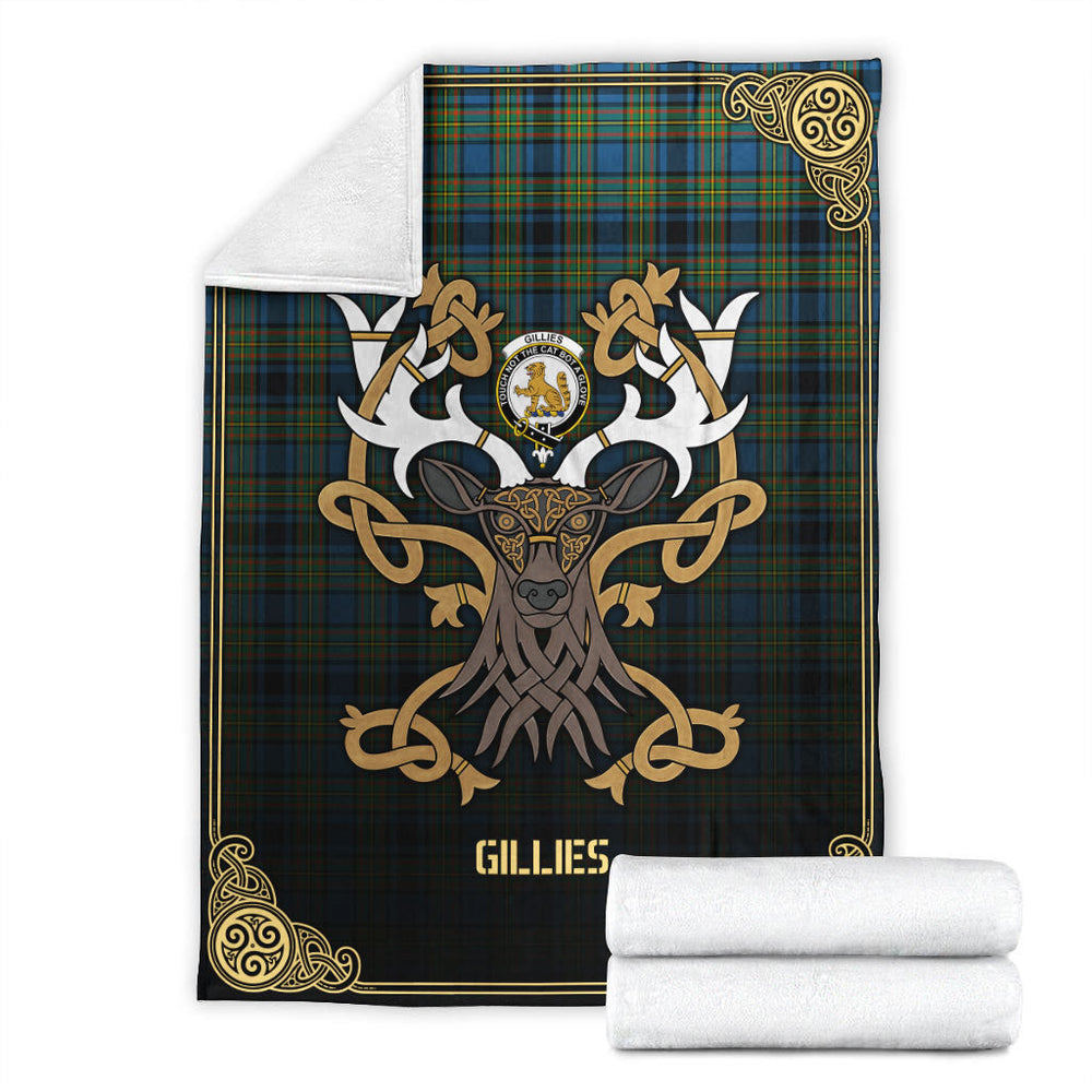 Clan Gillies Ancient Tartan Crest Premium Blanket Celtic Stag Style YJ94 Clan Gillies Tartan Today
